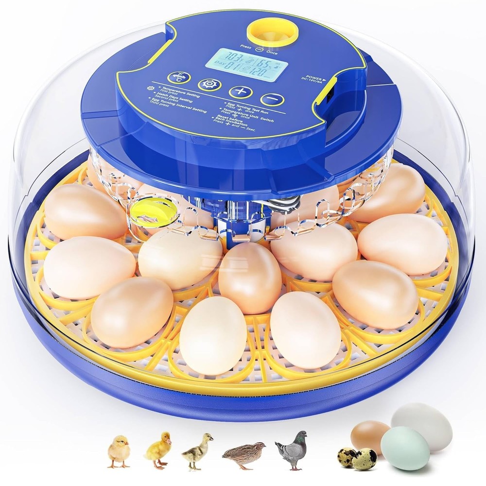 18-Egg Incubator with Automatic Turning & Humidity Control for All Eggs