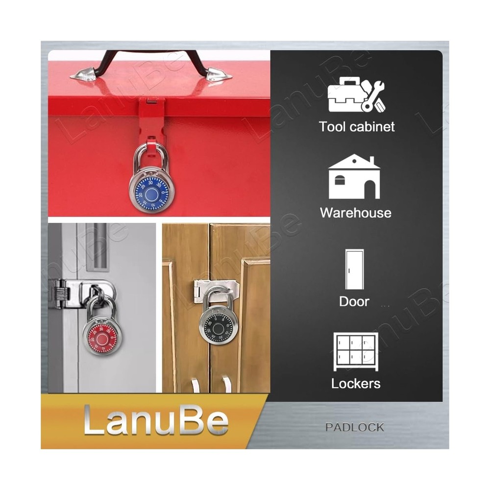 Lock Standard Dial Combination Lock, 2 inch. Wide, with Different Combination...