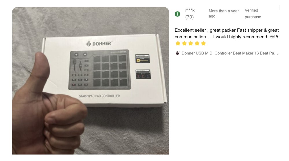 Donner DPD-16 USB MIDI Controller 16 Beat Pads 2 Fader & Knobs Witth Software