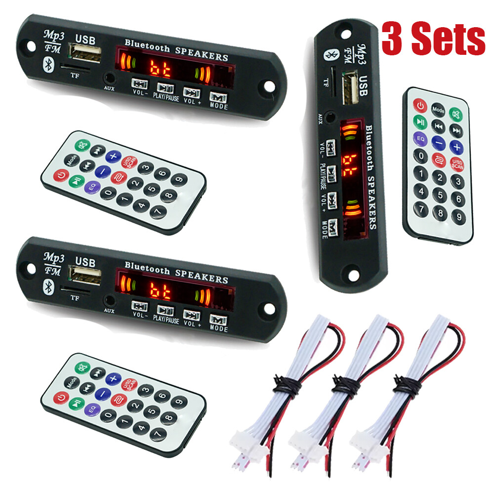 3x Wireless Bluetooth MP3 12V WMA Decoder Board Audio Module USB Radio+Battery