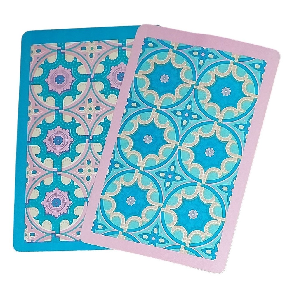 Pink Blue Boho Design Patterns Clown Playing Cards Junk Journal Scrapbook