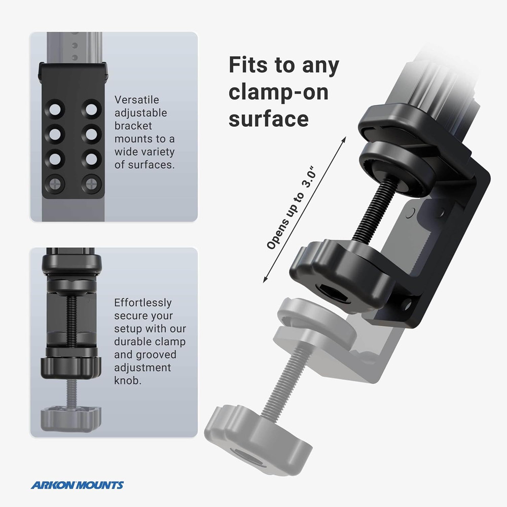Mounts Heavy-Duty Clamp Slim-Grip Tablet Mount | Universal Tablet Fit | Solid C-