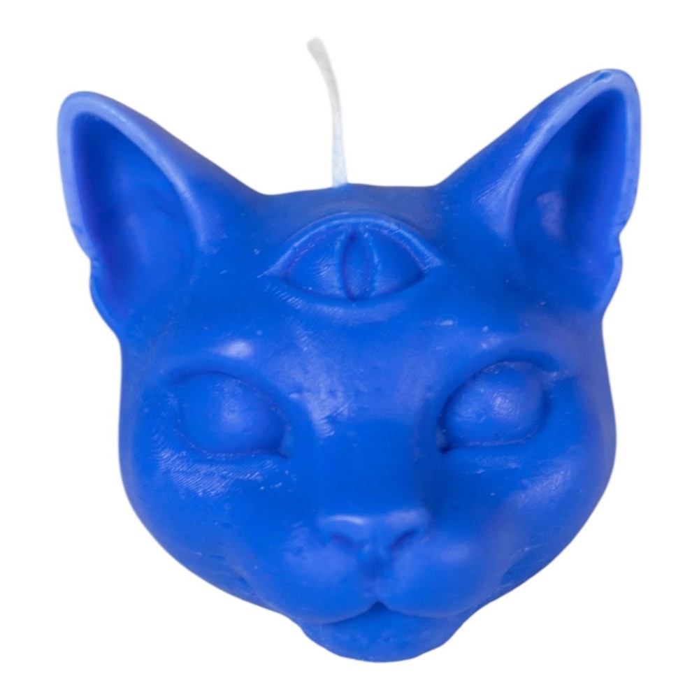 Chakra third eye Blue Cat Head Candle