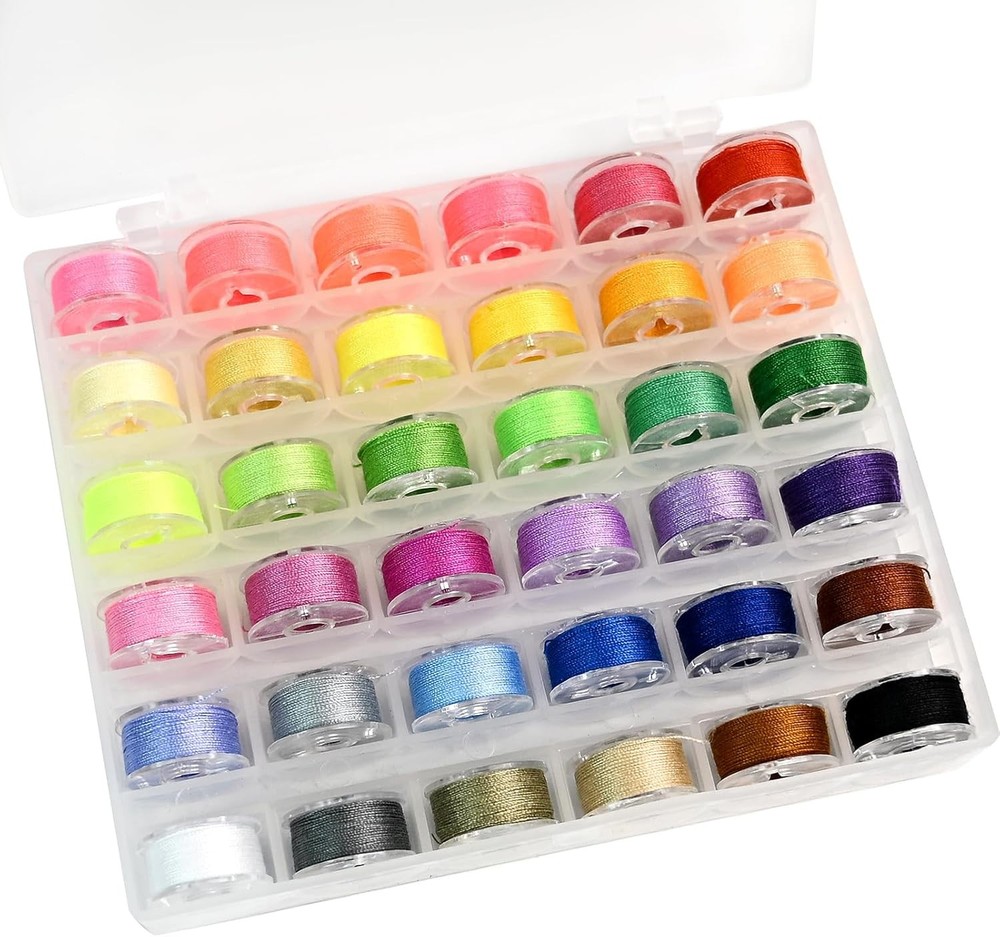 36 Colors Prewound Bobbins & Sewing Thread Set Universal Machine Use US