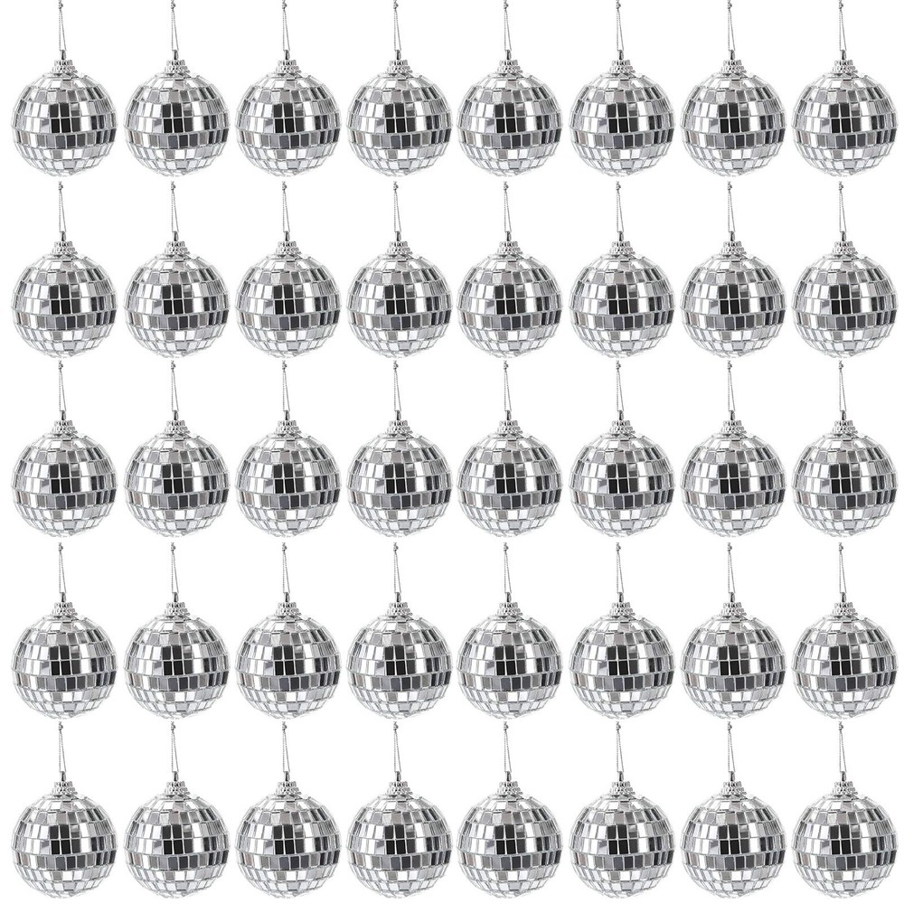40 Pack Mirror Disco , 2 Inch Silver Hanging Disco Light Mirror with Attached...