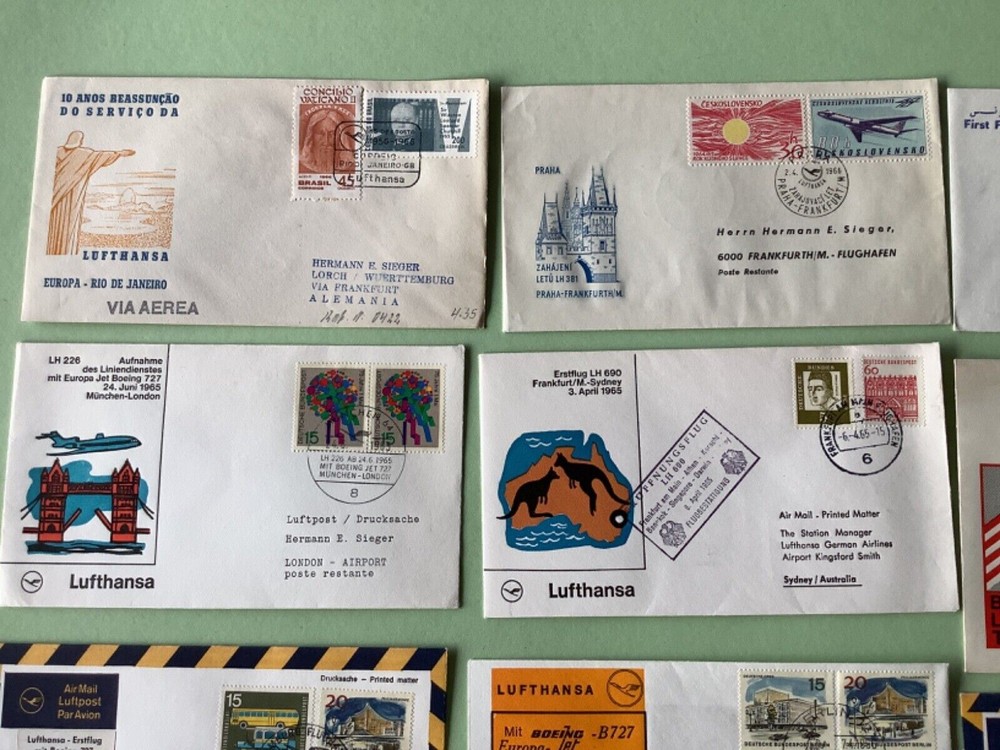 Airmail flight cover mixed world 9 items Ref A1463