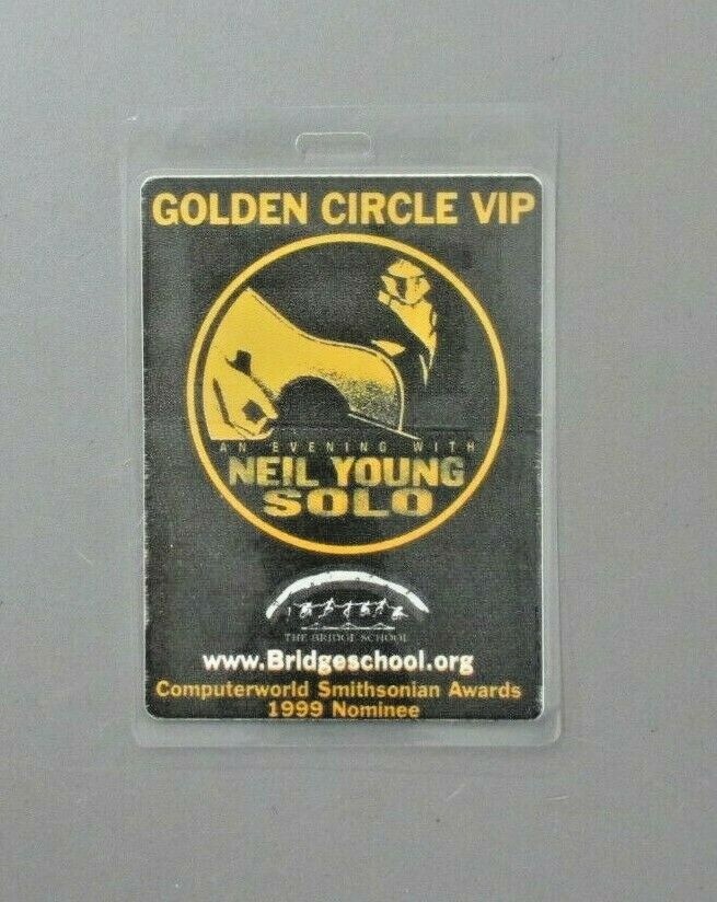 Neil Young SOLO backstage pass laminated Golden Circle Presents AUTHENTIC  !