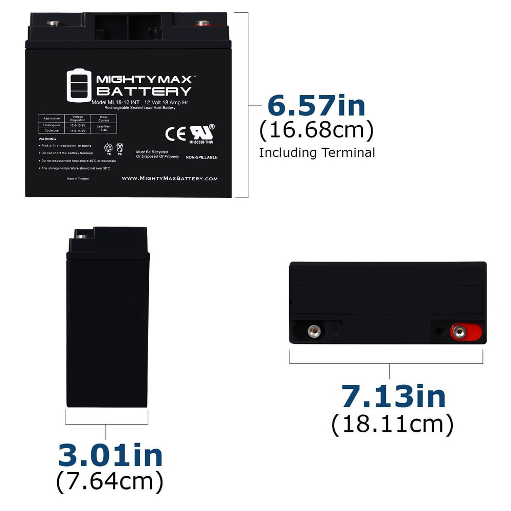 Mighty Max 12V 18AH INT Replacement Battery for E-Wheels EW-36 Mobility - 4 Pack