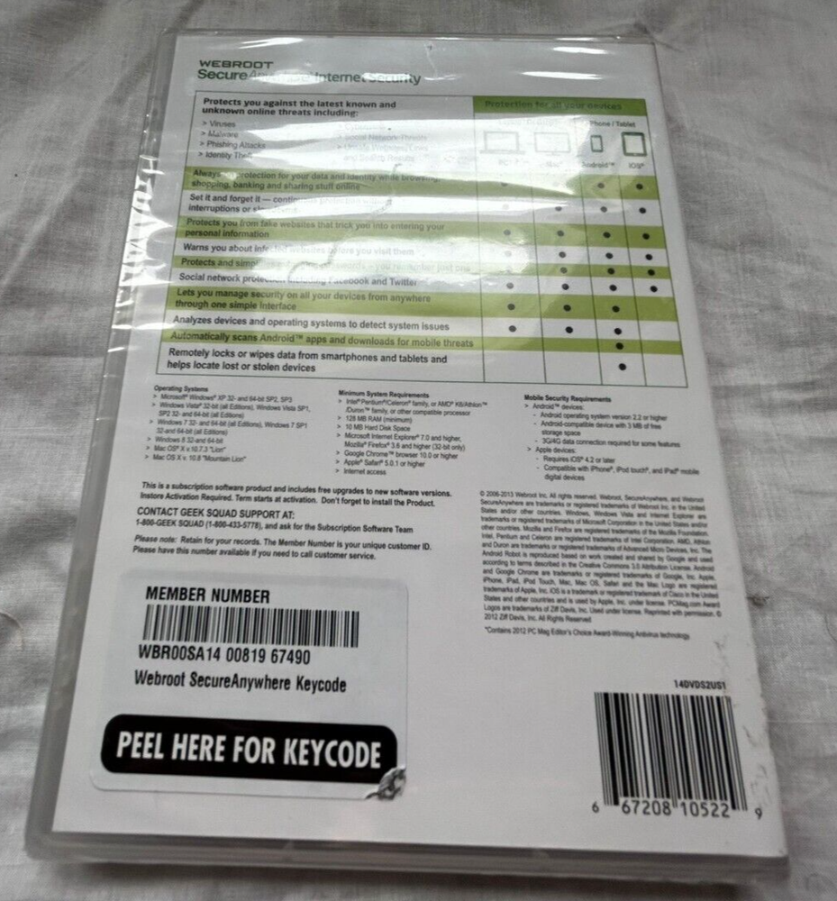 Webroot Secure Anywhere Internet Security 3 Devices for PC/MAC/Mobile