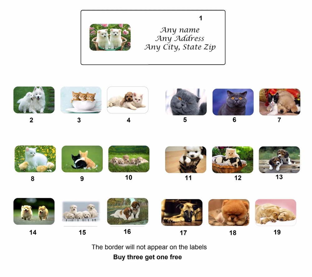 30 Personalized Address Cute Animals Labels (CA3)