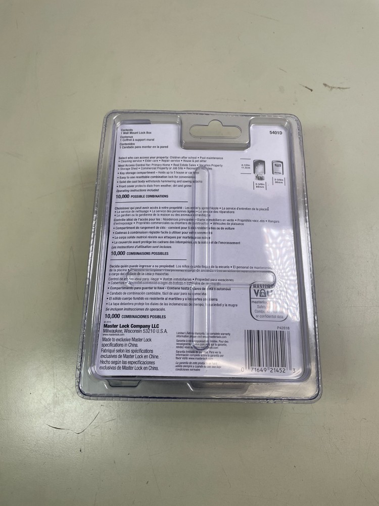 Master Lock Combination Wall Mounted Lock Box Resettable Combination Model 5401D