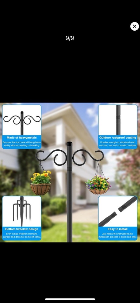 Nuerpo Adjustable Shepherd Hooks (2) 80” Tall