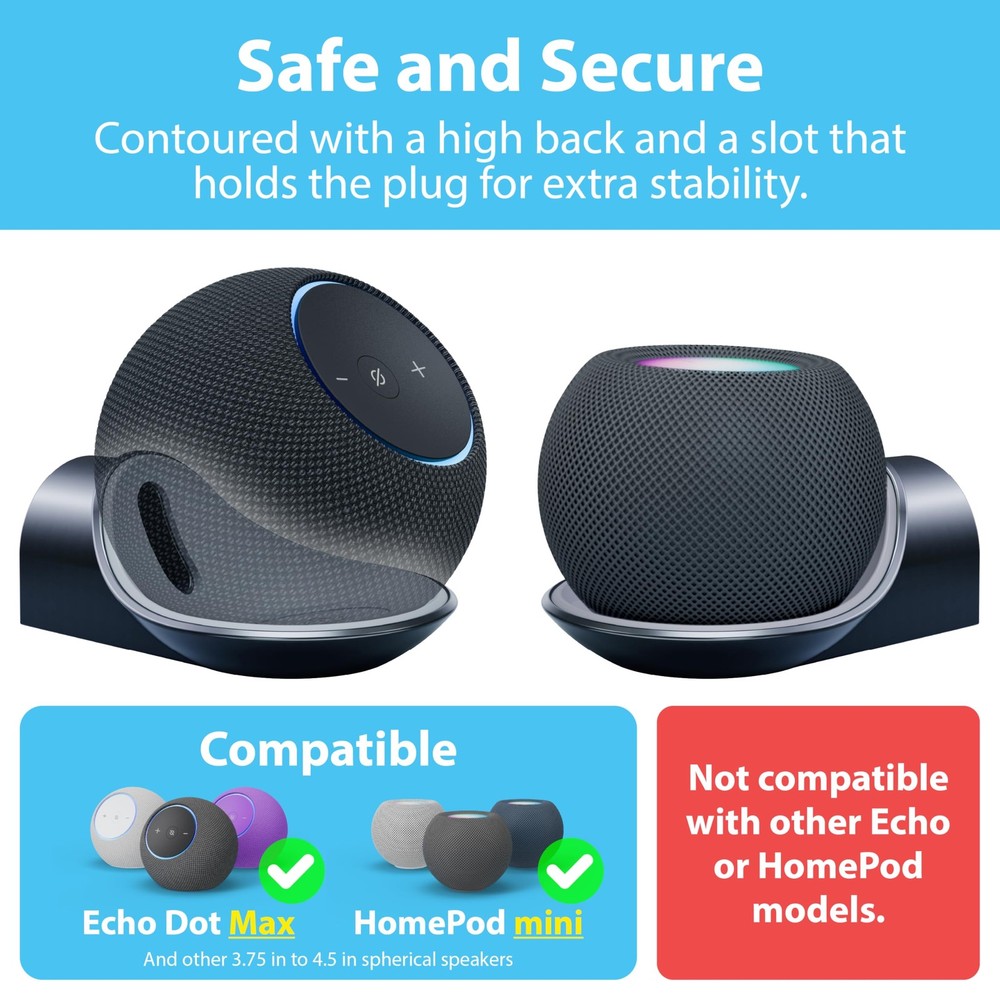 Premium Wall Mount For Echo Dot MAX HomePod Mini Soft Liner Secure Fit Base