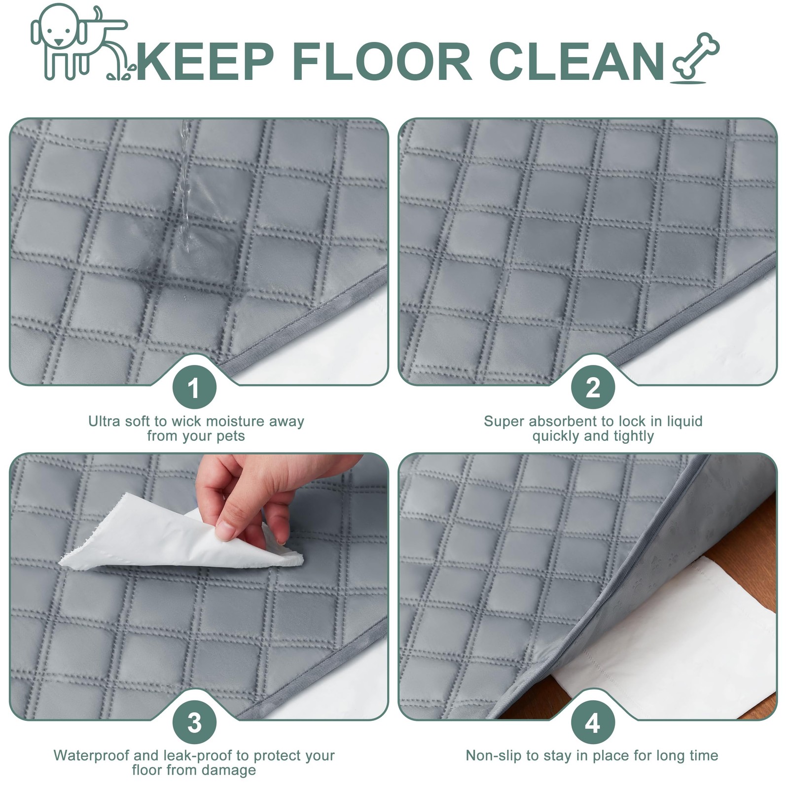 Reusable Washable Pee Pads for Dogs Large/Extra Large 36'' X 41'' 2 Pack, Absorb