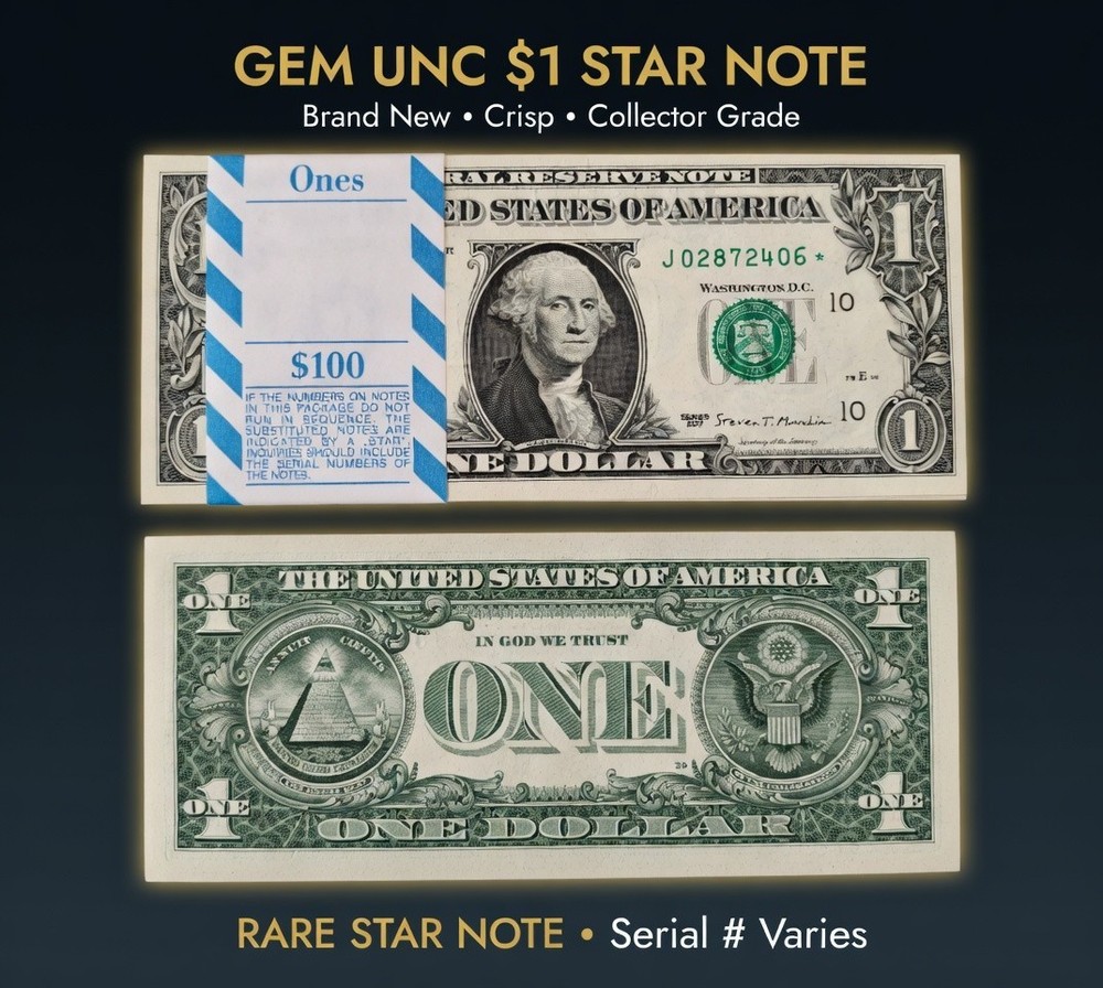 Rare $1 Star Note One Dollar Bill Uncirculated - Consecutive Runs