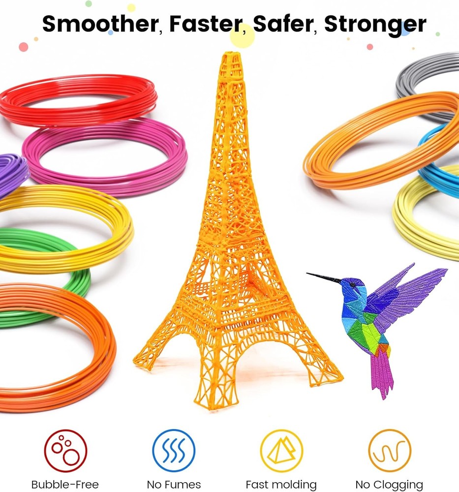 1.75mm 3D Pen Filament Refills Compatible with SCRIB3D P1/ADV MYNT3D Basic/Super