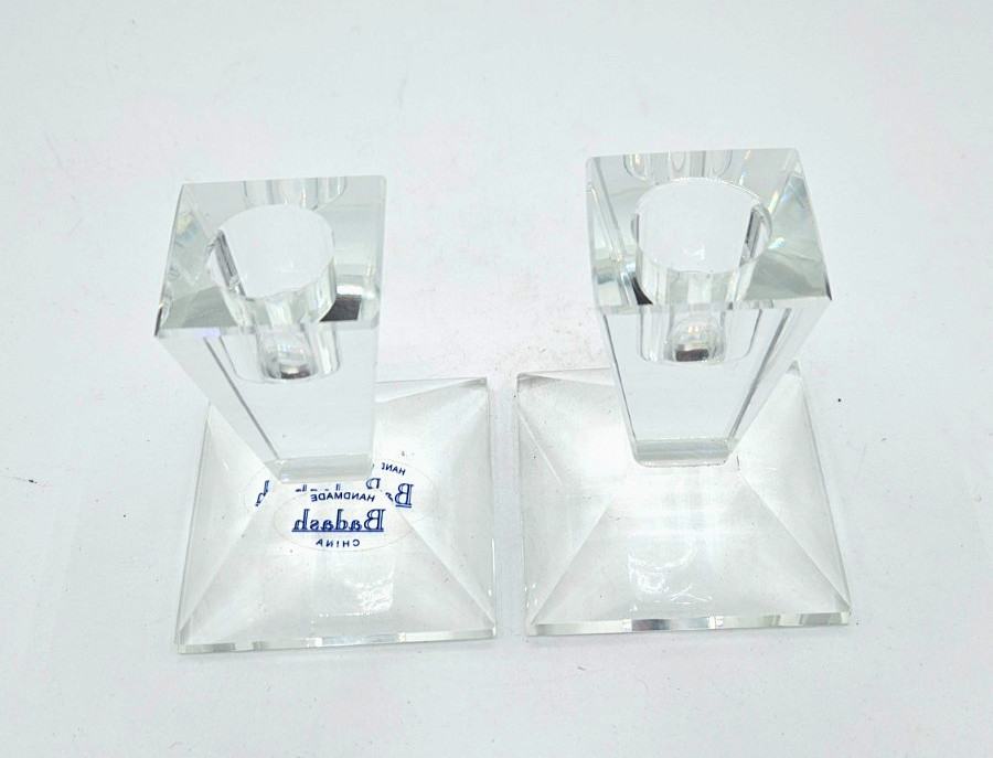 PR Basdash Crystal Elegant Candle Holders Square Base Original Sticker