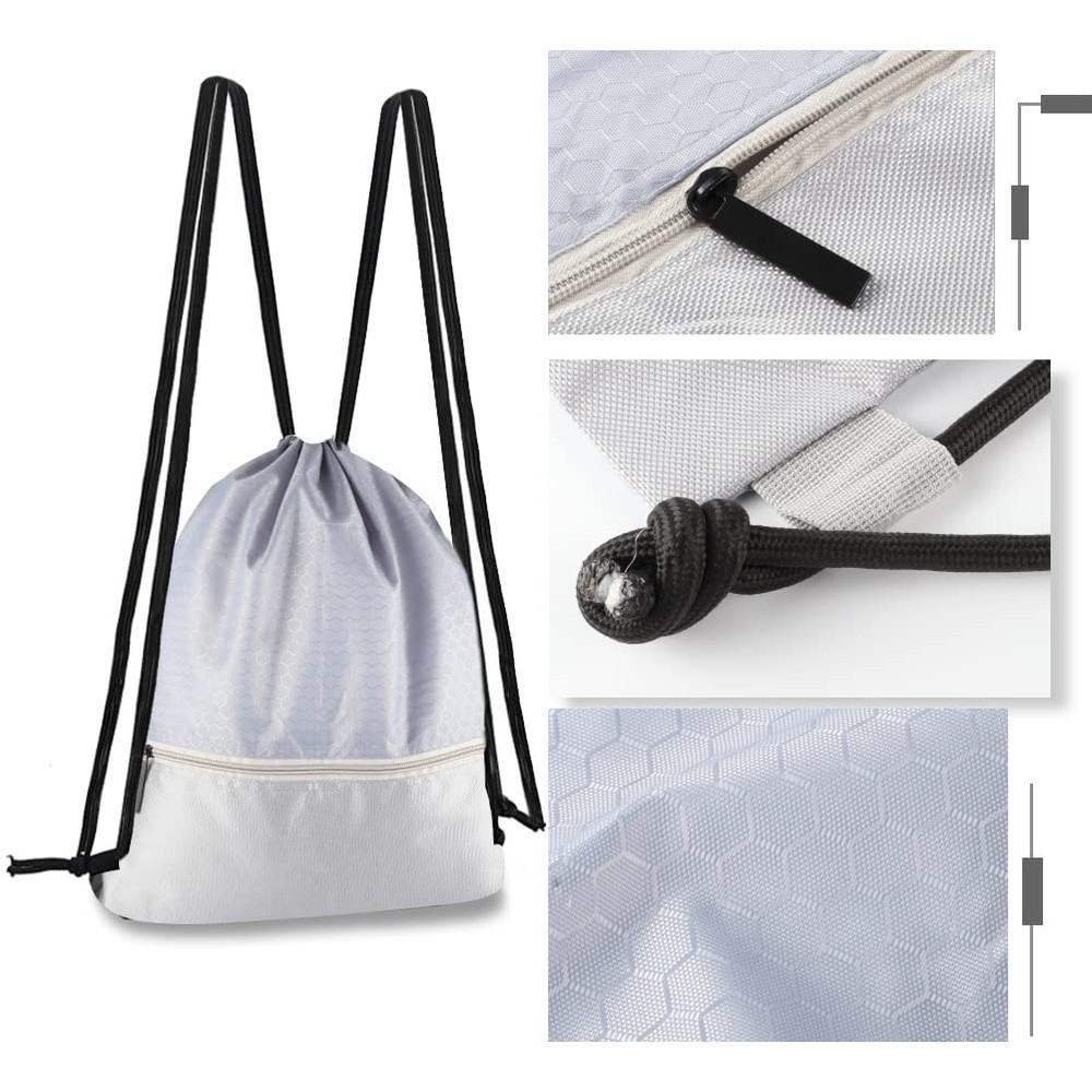 Drawstring Backpack Bag, Waterproof Draw String Back One Size, Grey, Ordinary