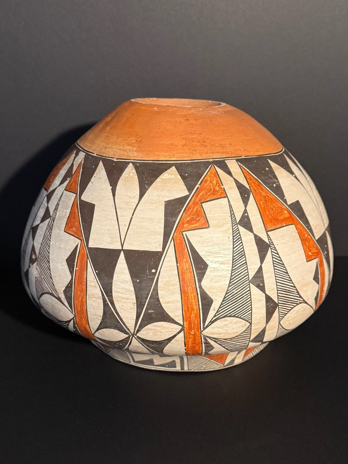LARGE ACOMA POLYCHROME POTTERY OLLA,BEAUTIFUL PAINT DECORATION,C1900, EXCELLENT!