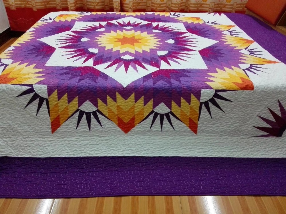 King size machine pieced and quilted Patchwork quilt#112