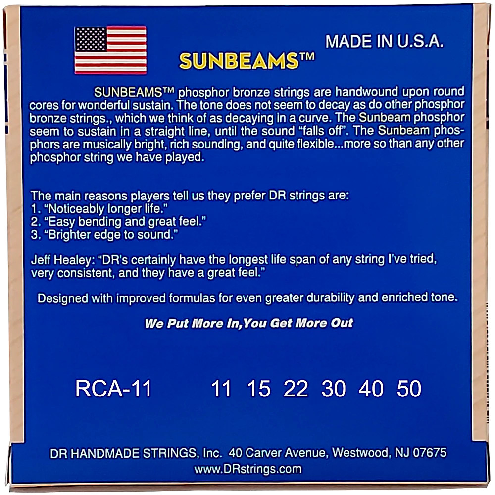 DR Strings Sunbeam Phosphor Bronze Medium Lite Acoustic Guitar Strings