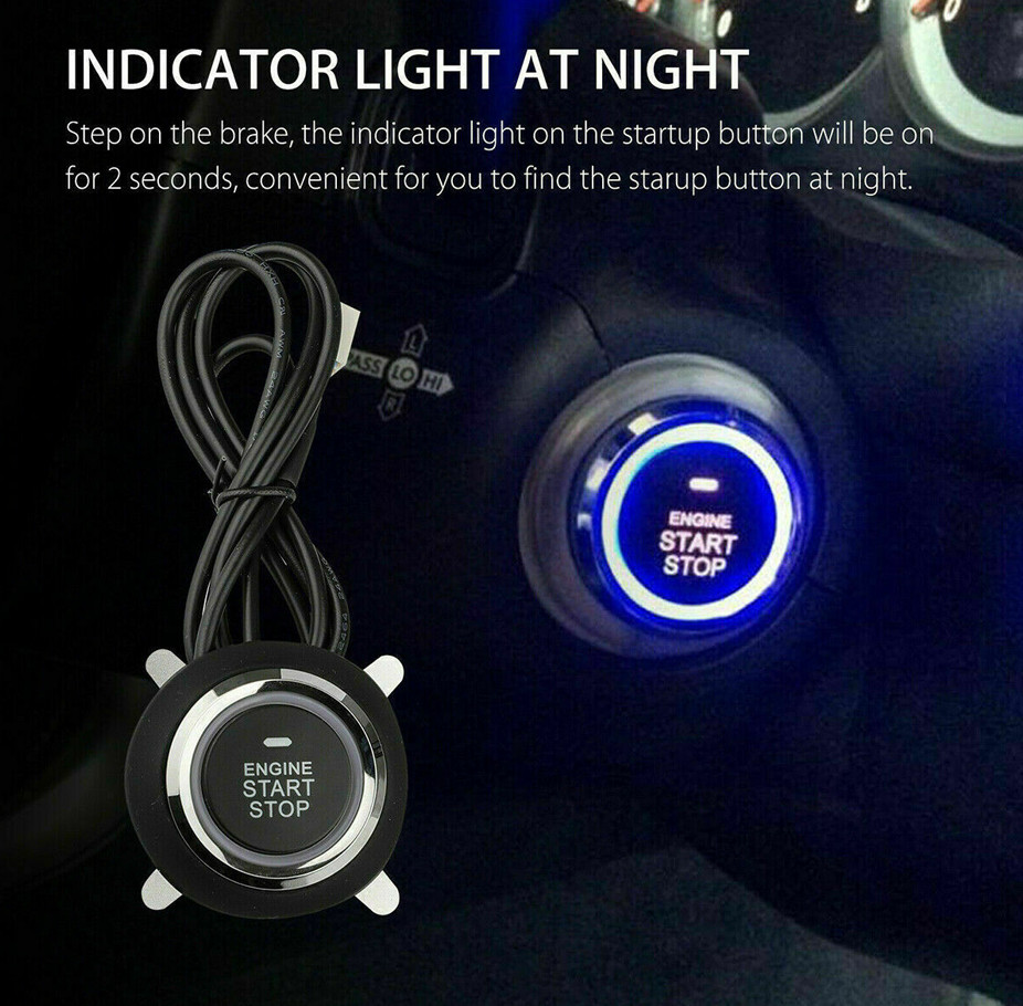 Car Ignition Switch 12v RFID Engine Start Push Button Keyless Entry Starter Kit