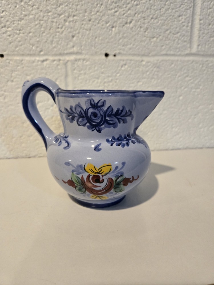 Blue Ceramic 5" Milk Jug Small Used Good Condition