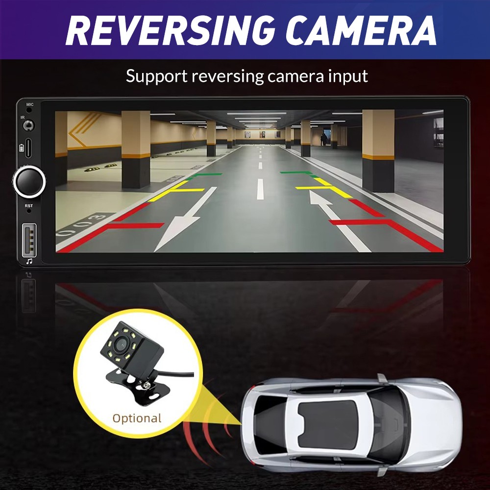 Single 1 Din Car Stereo Wireless CarPlay 6.8" Touchscreen Bluetooth Radio FM USB