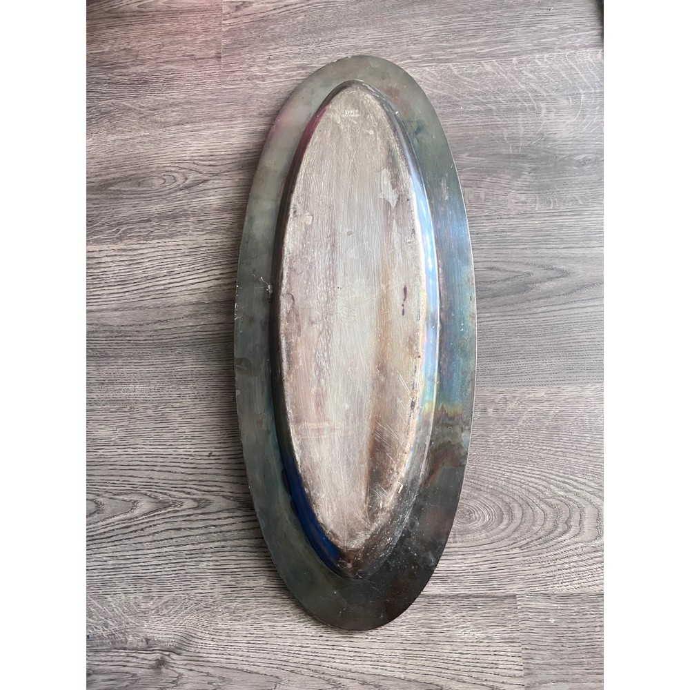 USN Officers' Open Mess Platter by R. Wallace, Silver Soldered, 25" Rope Rim