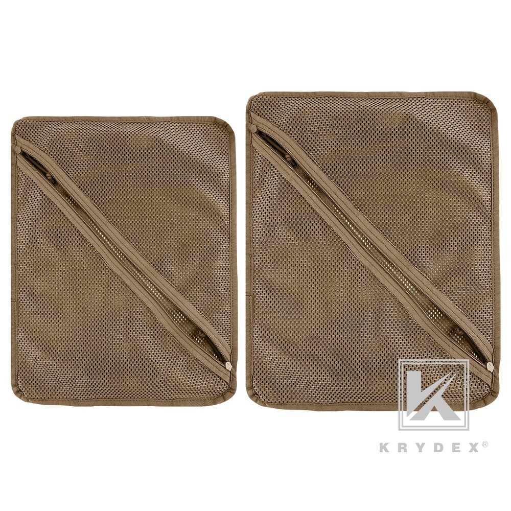KRYDEX 2pcs Tactical Mesh Pouch Set Modular Storage Organizer Pockets Coyote