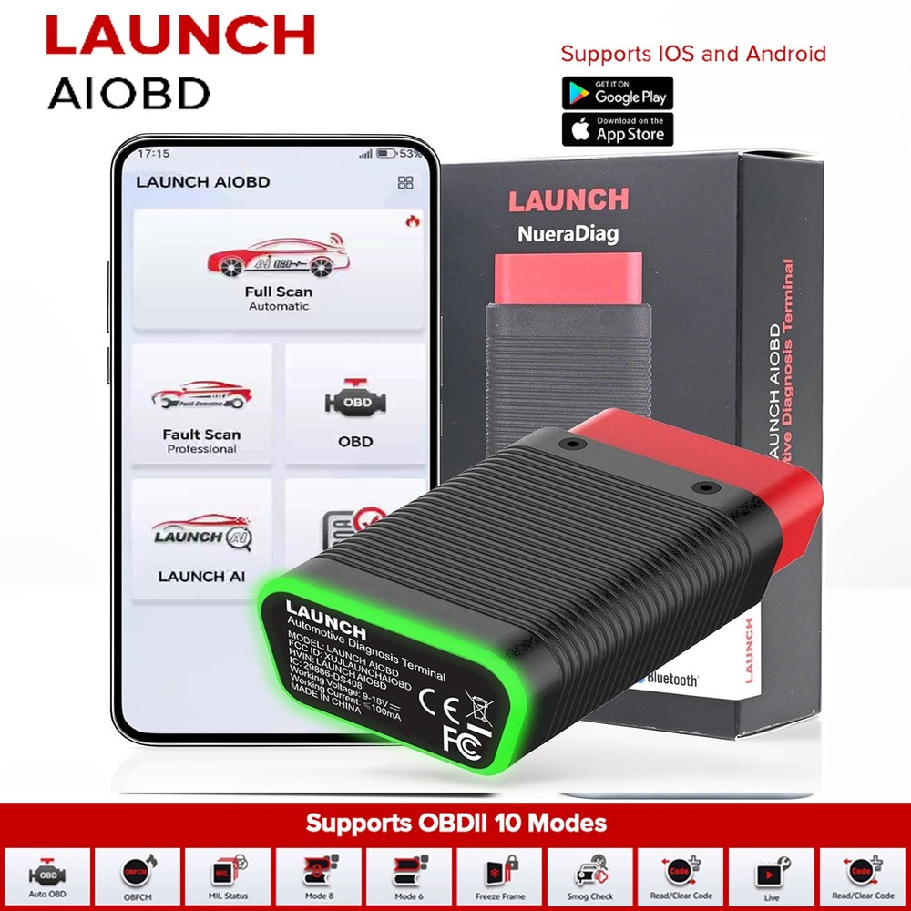 LAUNCH AIOBD Bluetooth OBD2 Scanner Full System Diagnostics for iPhone & Android