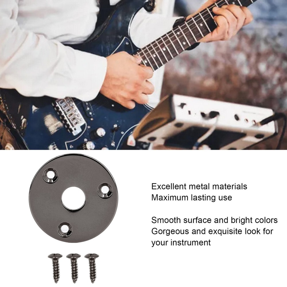 Guitar Jack Socket Plate Round Metal Input Output Cover Replacement Hardware For