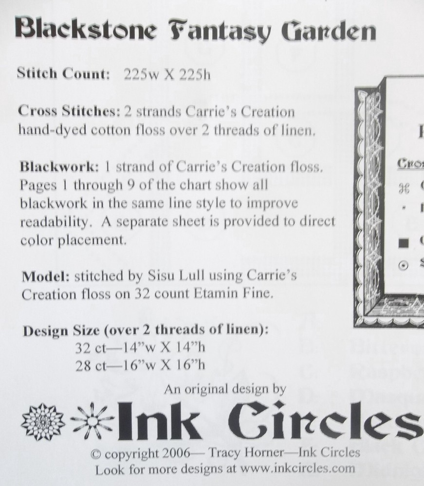 Ink Circles C3 - Blackstone Fantasy Garden Pattern/Chart NIP