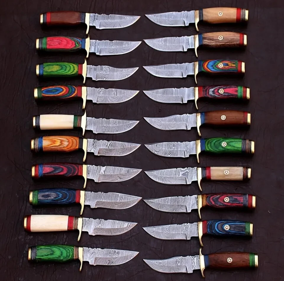 LOT OF 20 6" CUSTOM HANDMADE DAMASCUS STEEL MIX HUNTING SKINNER KNIFE