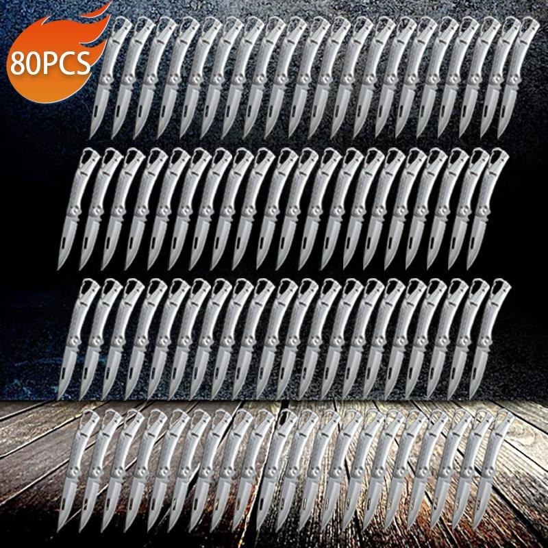 80PCS Stainless Steel Folding Knife Engraving Multi-function Pocket Knife Set