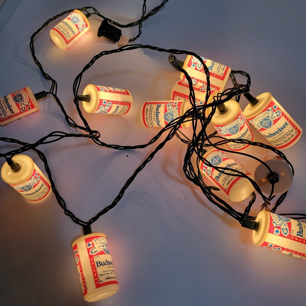 Vintage 1987 Mini Budweiser Beer Can String Lights