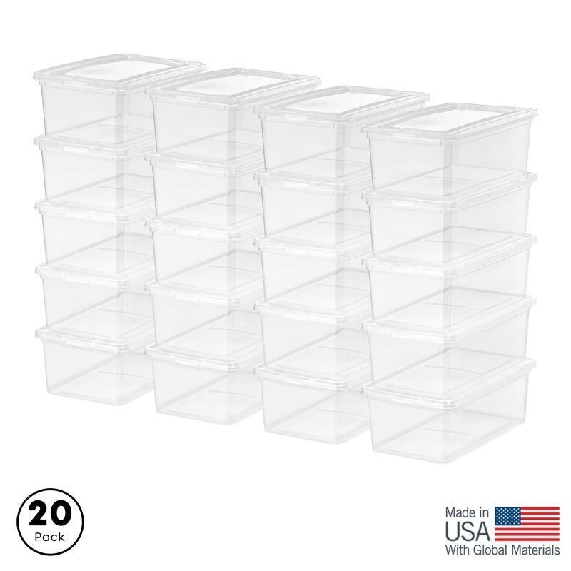 5 Qt Clear Plastic Storage Bins Stackable Lids Organizing Containers 20 Pack New