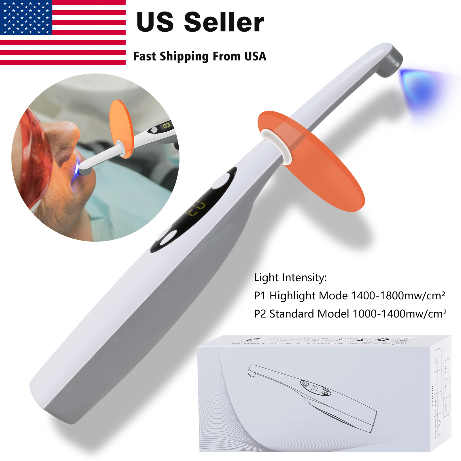 Dental Wireless Cordless LED Curing Light Composite Resin Cure Lamp LED-B USA-OR