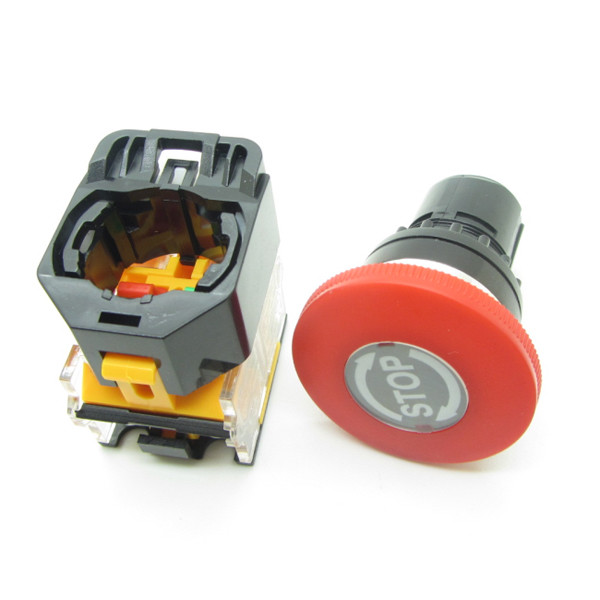 Power Emergency Stop Red Push Button Switch NO NC Latching with Waterproof Box