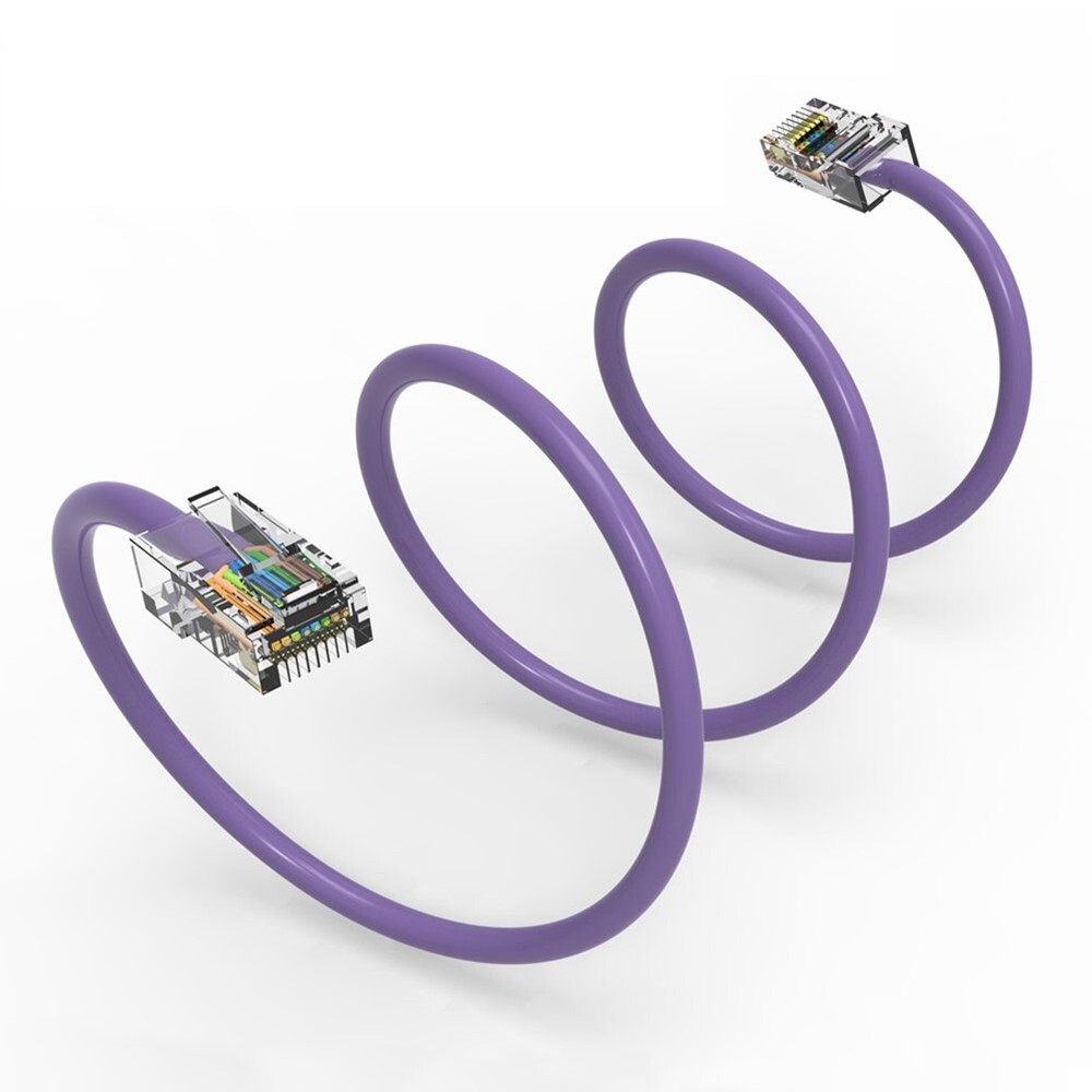 0.5FT Cat5e RJ45 Ethernet LAN Network UTP Non-Booted Patch Cable Copper Purple