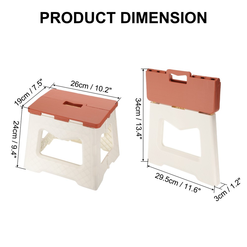 9" Folding Step Stool for Adults 220 lbs Capacity Red