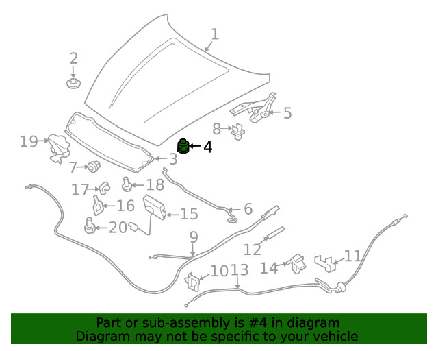 Genuine Nissan Hood Stop Buffer 65829-JK00A