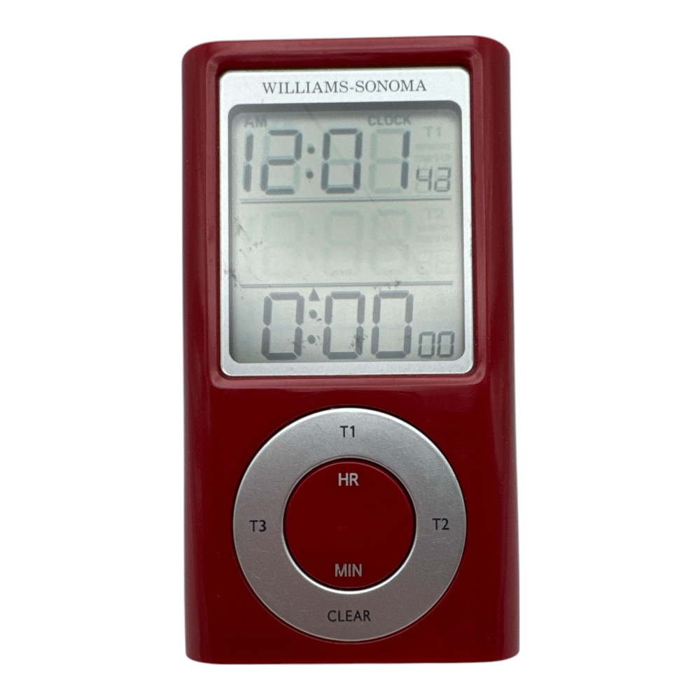 Williams Sonoma Digital Triple Timer Three Cooking Times Kitchen Red EUC