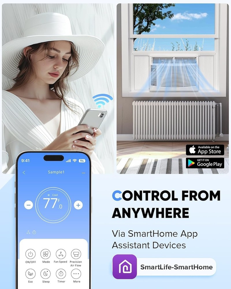 Window Air Conditioner,Fast Cooling., Energy Saving Window AC Unit with Remot...