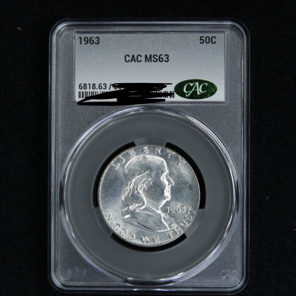 1963 Franklin Silver Half Dollar CACG CAC Grading MS63 Uncirculated 50C