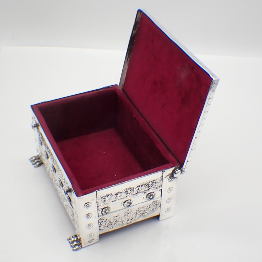 Ornate Greek Box Sterling Silver Lined Interior