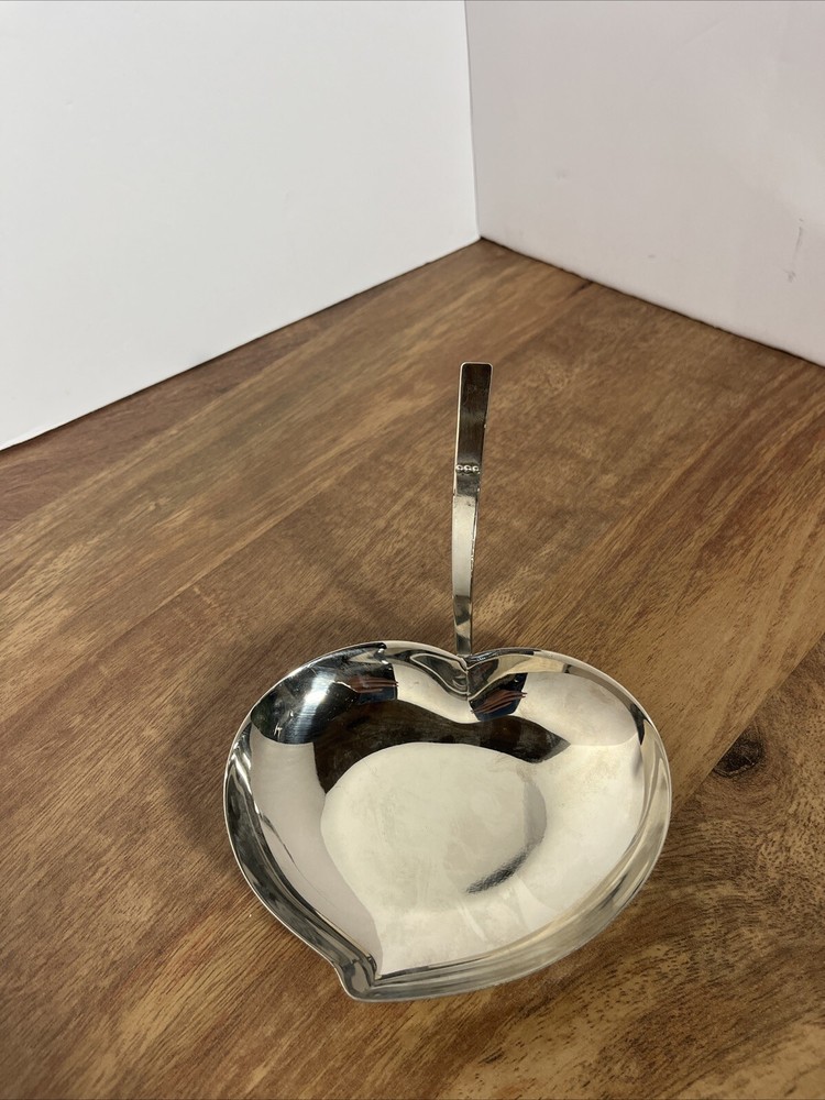 Vintage Heart Leaf Shape Dish Silver Plated Unmarked