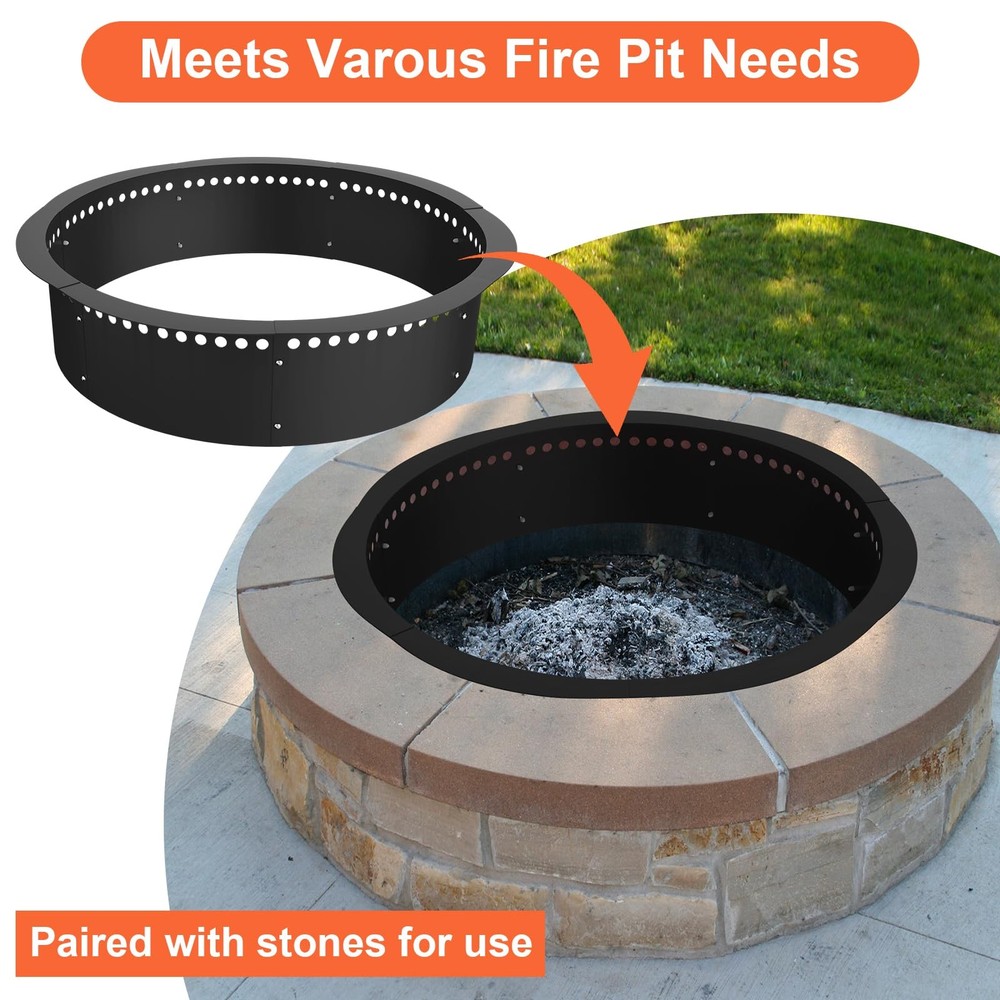 Smokeless Fire Pit Ring, 35 inch Outer/31 inch Inner Heavy Duty Large Solid S...