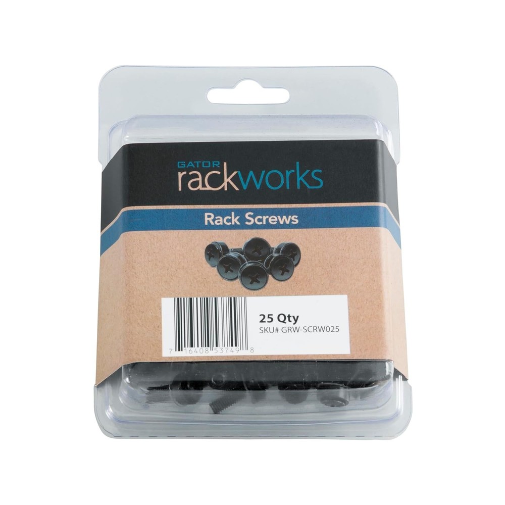 Professional Black Rack Screws Set, 25 Count - Compatibility with 10/32 Systems