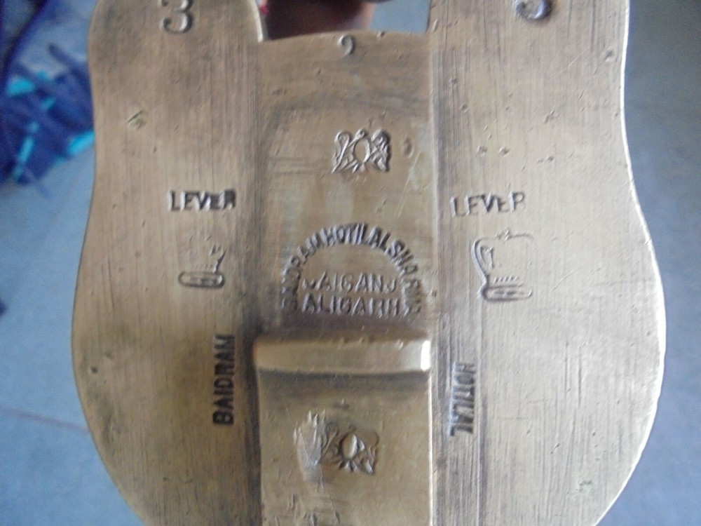 Vintage Brass Solid Heavy Handcrafted Crown & Monogram Engraved Padlock